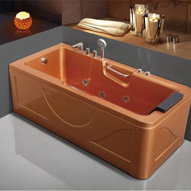 مستطيلة فاخرة ذهبية دوامة مائية تدليك الاكريليك حوض الاستحمام